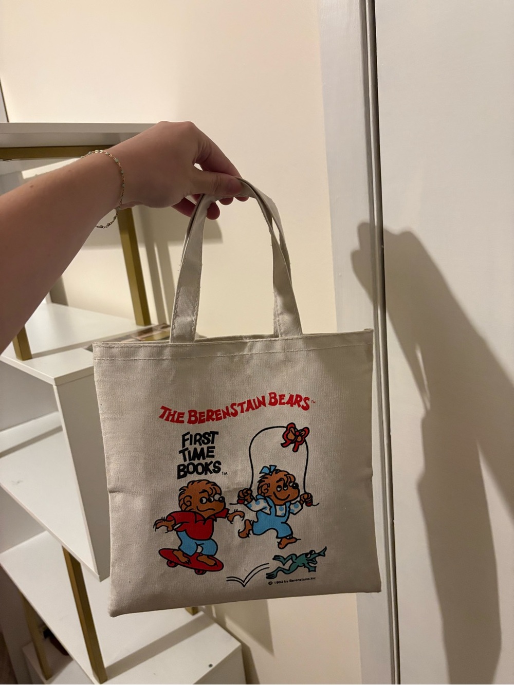 Vintage 1983 Berenstain Bears Cream Canvas Tote Bag